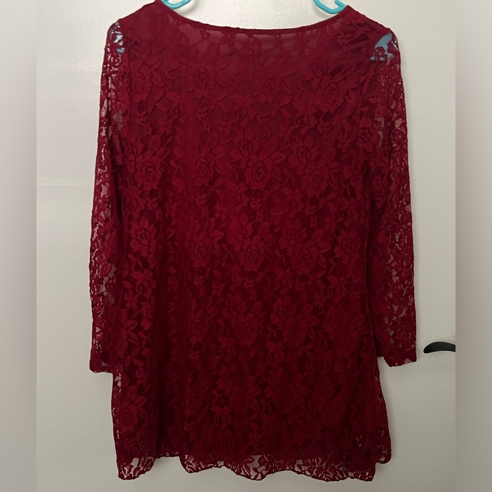 Red lace mini dress